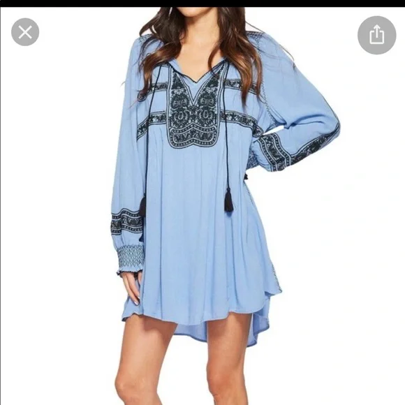 fitted lace wedding dress Free People Katana Mini Dress Deep Ocean Blue / S main image 1